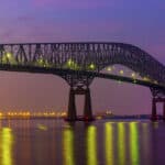 Francis,Scott,Key,Bridge,With,Baltimore,Skyline,At,Night